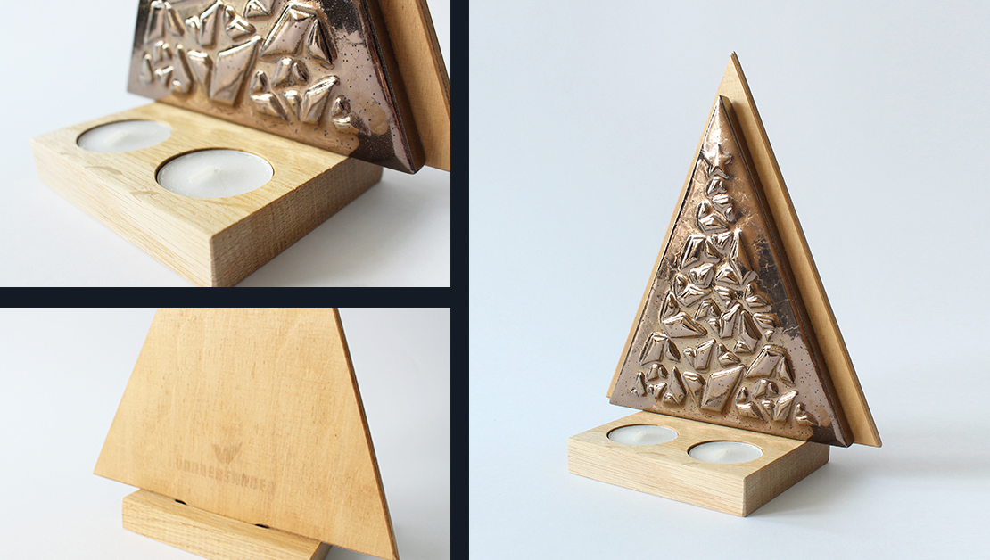 Świecznik z ceramiczną choinką - prezent świąteczny Vandersanden