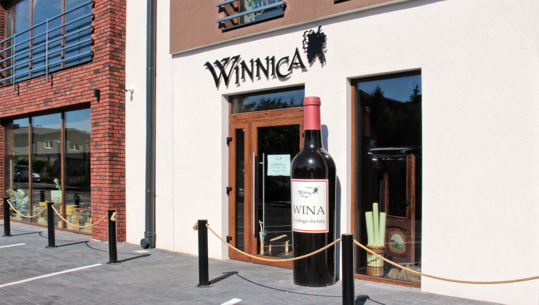 Podświetlane logo Winnica wykonane z materiałów PCV i pleksi
