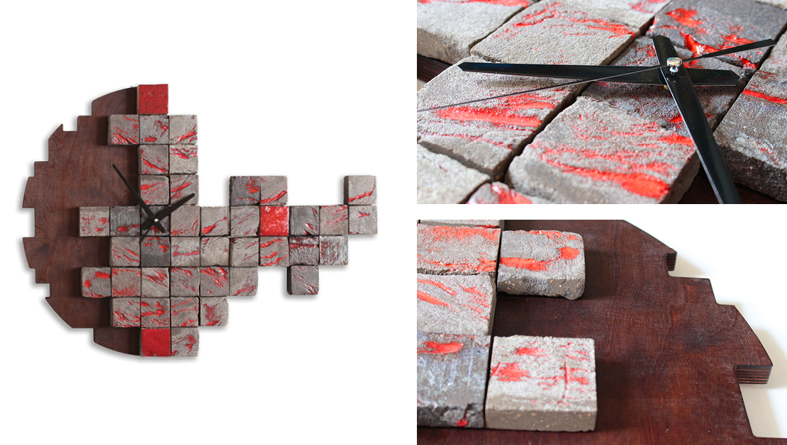 Ręcznie robiony, szkliwiony zegar ceramiczny